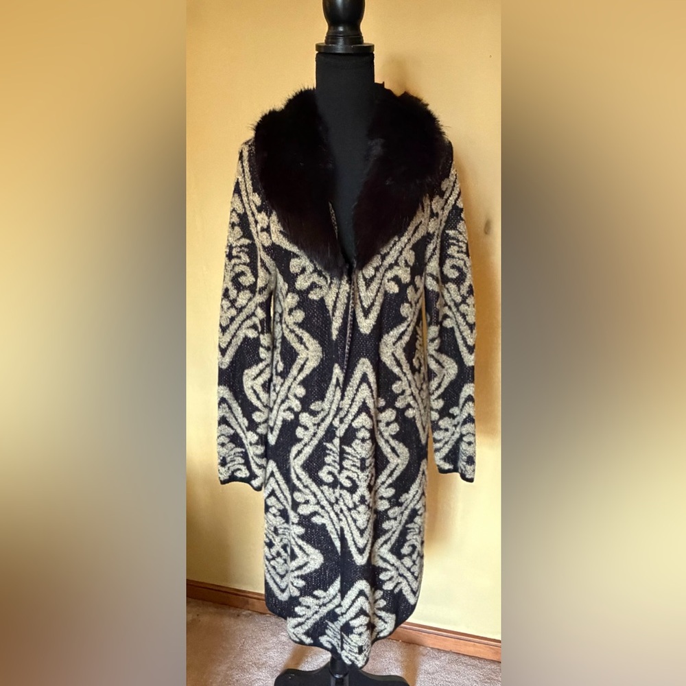 Chico's Black and Cream Textured Jacket